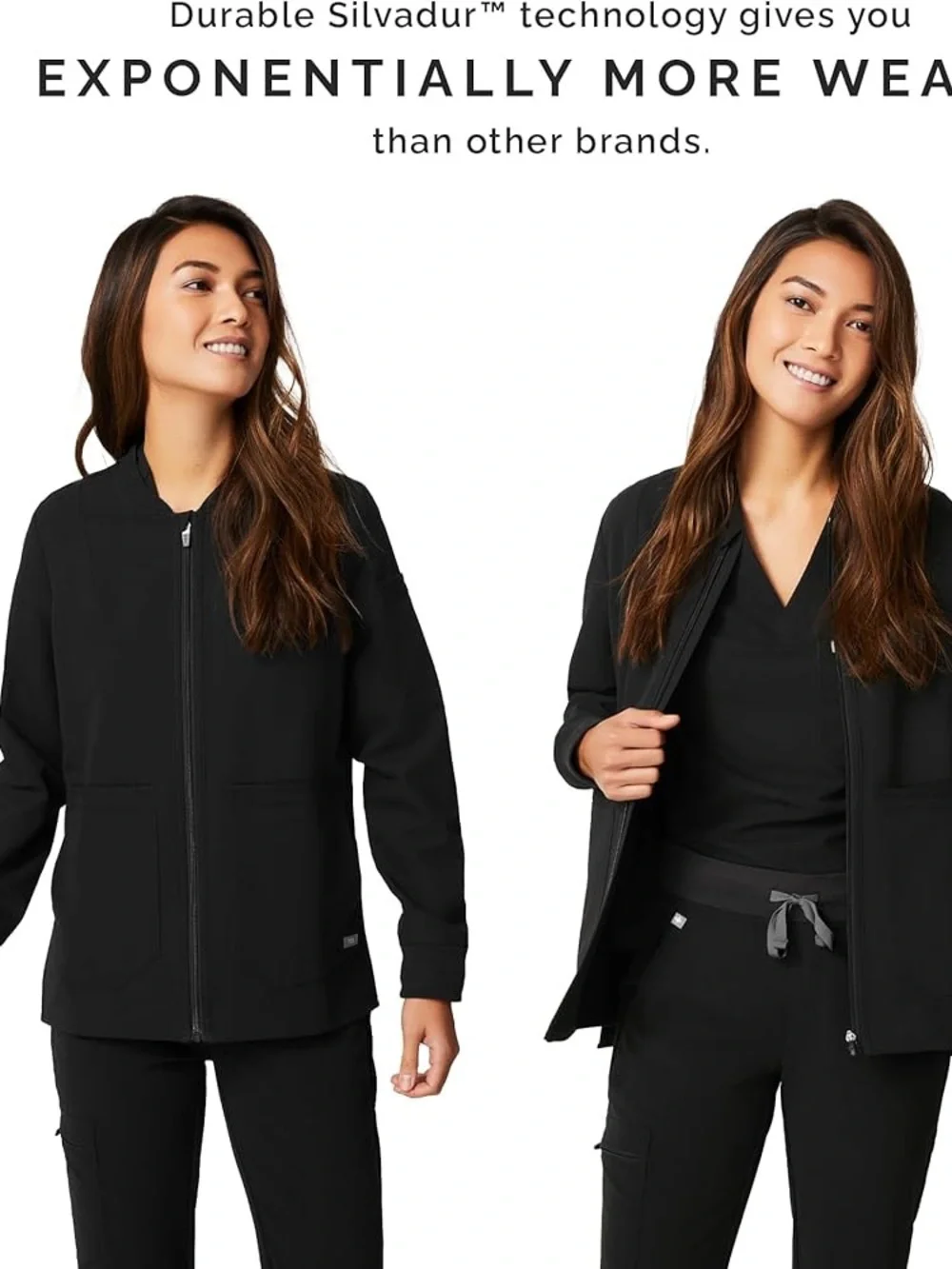 Figs Women's Black Bellery Scrub Jacket - Picture 2 of 7